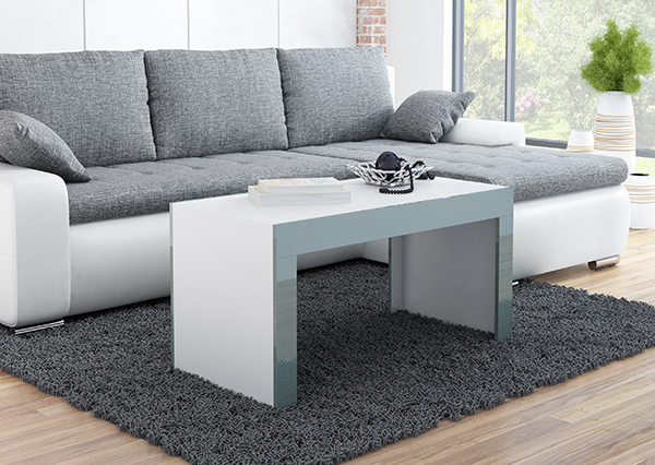 שולחן מדהים לסלון בצבע לבן עם מסגרת אפורה TESS 120