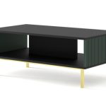 שולחן סלוני ירוק-שחור מעוצב בחריטה ורגליות מוזהבות RAVENNA A
