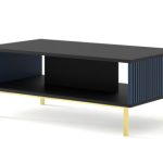 שולחן סלוני כחול-שחור מעוצב בחריטה ורגליות גבוהות RAVENNA A