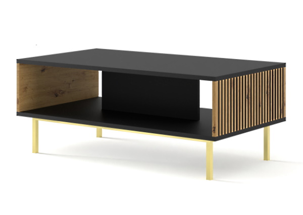 שולחן סלוני עץ-שחור מעוצב בחריטה ורגליות מוזהבות RAVENNA A