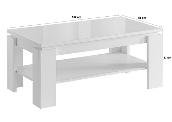 שולחן סלוני לבן מבריק מלבני LUNA