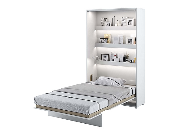 מיטה לבני הנוער בצבע לבן עם מדפים ותאורה מתפקלת לארון BED CONCEPT 120